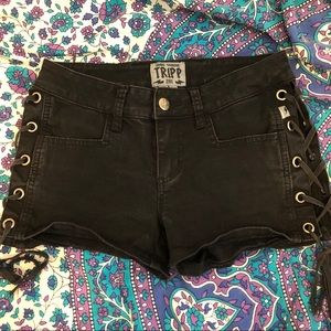 Black lace up shorts by Tripp NYC!